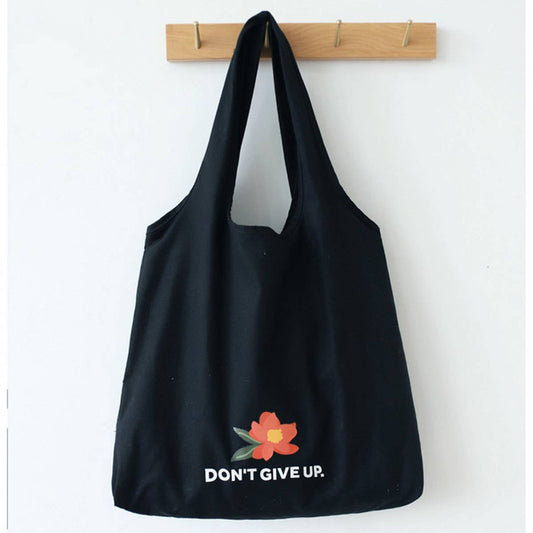 Floral Cotton Canvas Tote Bag with Wide Strap_CWAB5657