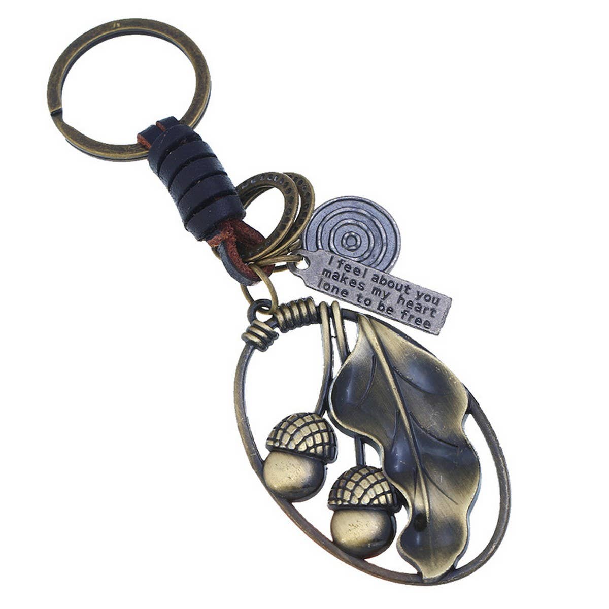 CREATIVE LEAF HANGING RETRO LEATHER KEYCHAIN