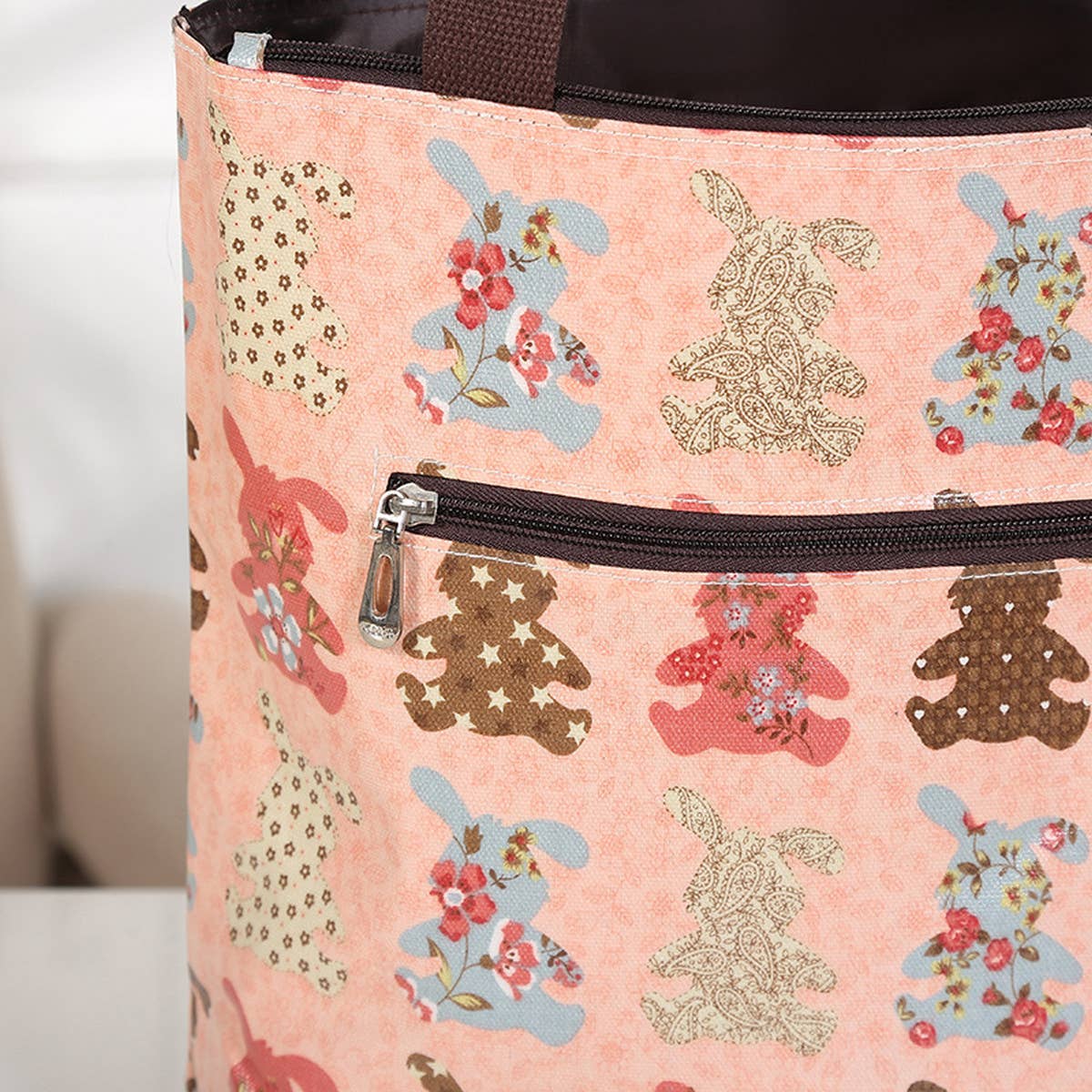 WATERPROOF FLORAL MULTI-LAYER CANVAS SHOULDER BAG_CUAB0189