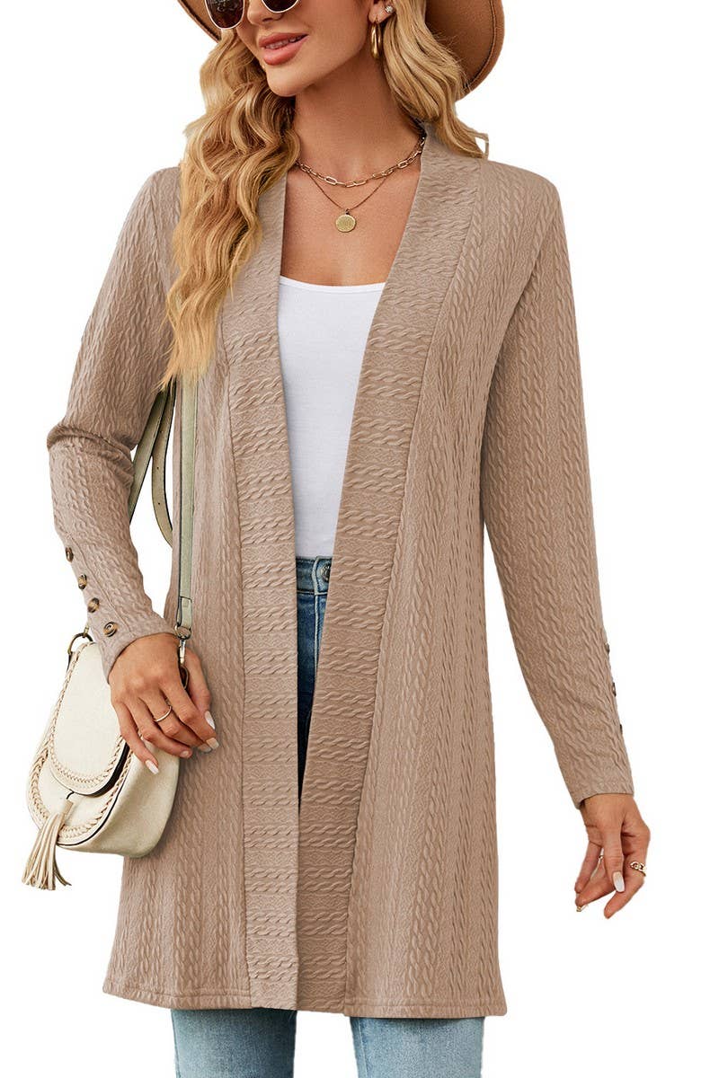 CWOCAL1937_SOLID COLOR BUTTON LONG SLEEVE CARDIGAN COATS