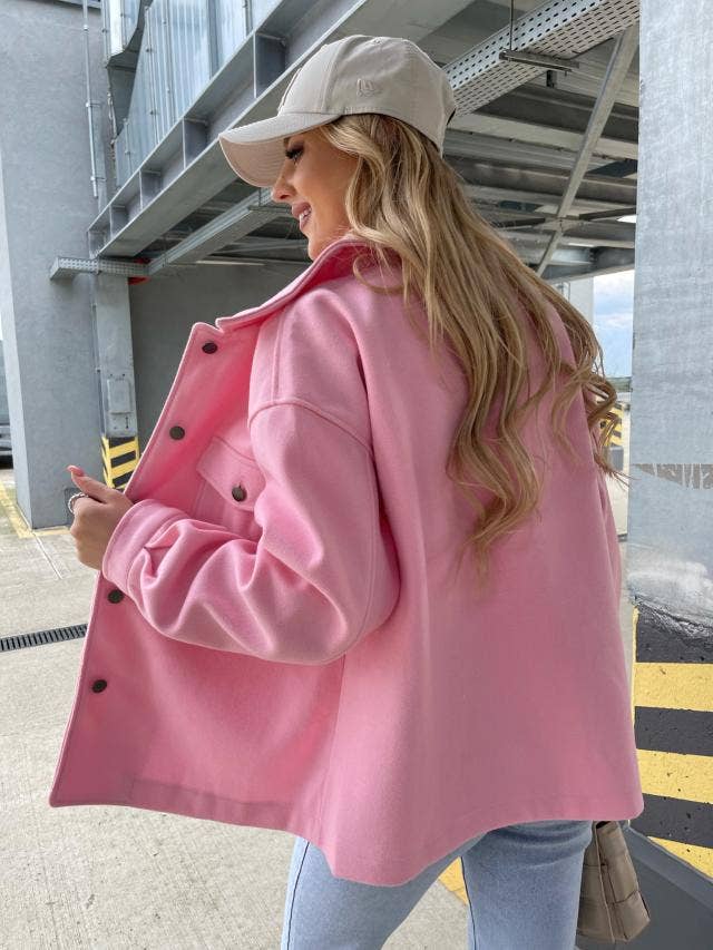 FASHIONABLE SOLID SINGLE-BREASTED WOOL COAT