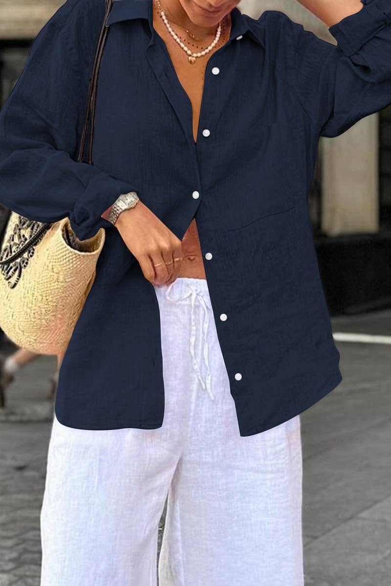 CWTSTL01009_CASUAL SOLID LOOSE FIT LONG SLEEVE SHIRT