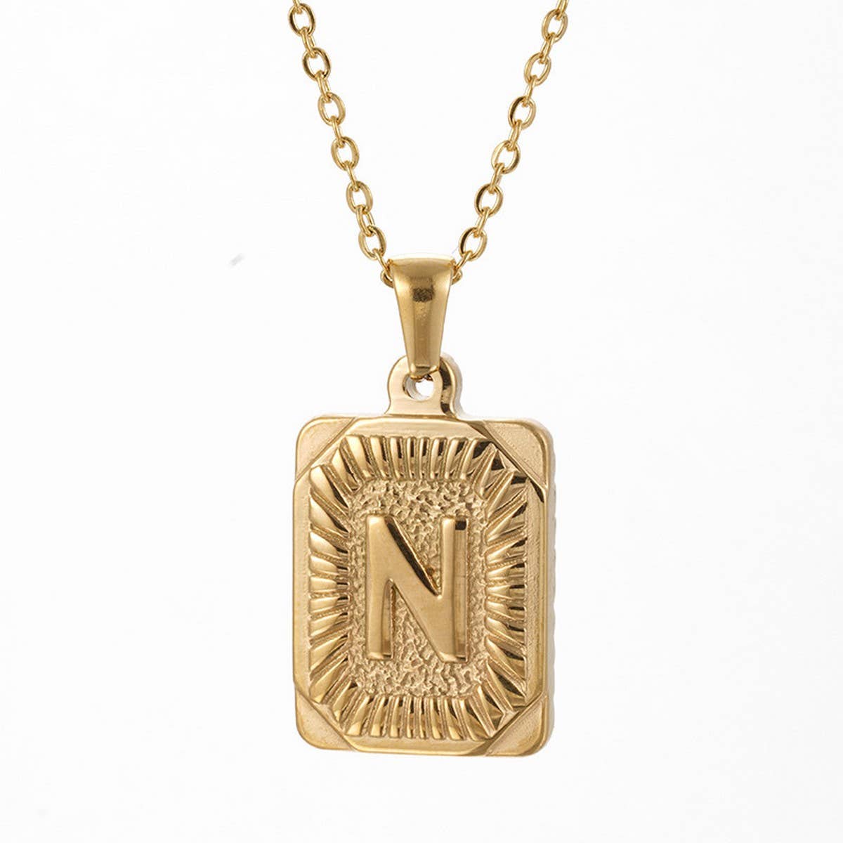 CWAJE1937_Square Stainless Steel Letter Fashion Necklace
