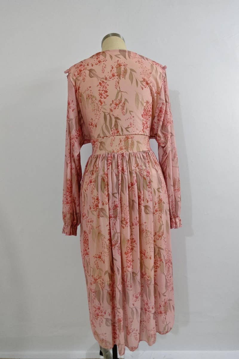 CWDMD01226_FLORAL LANTERN SLEEVE WAIST TIE MAXI DRESS