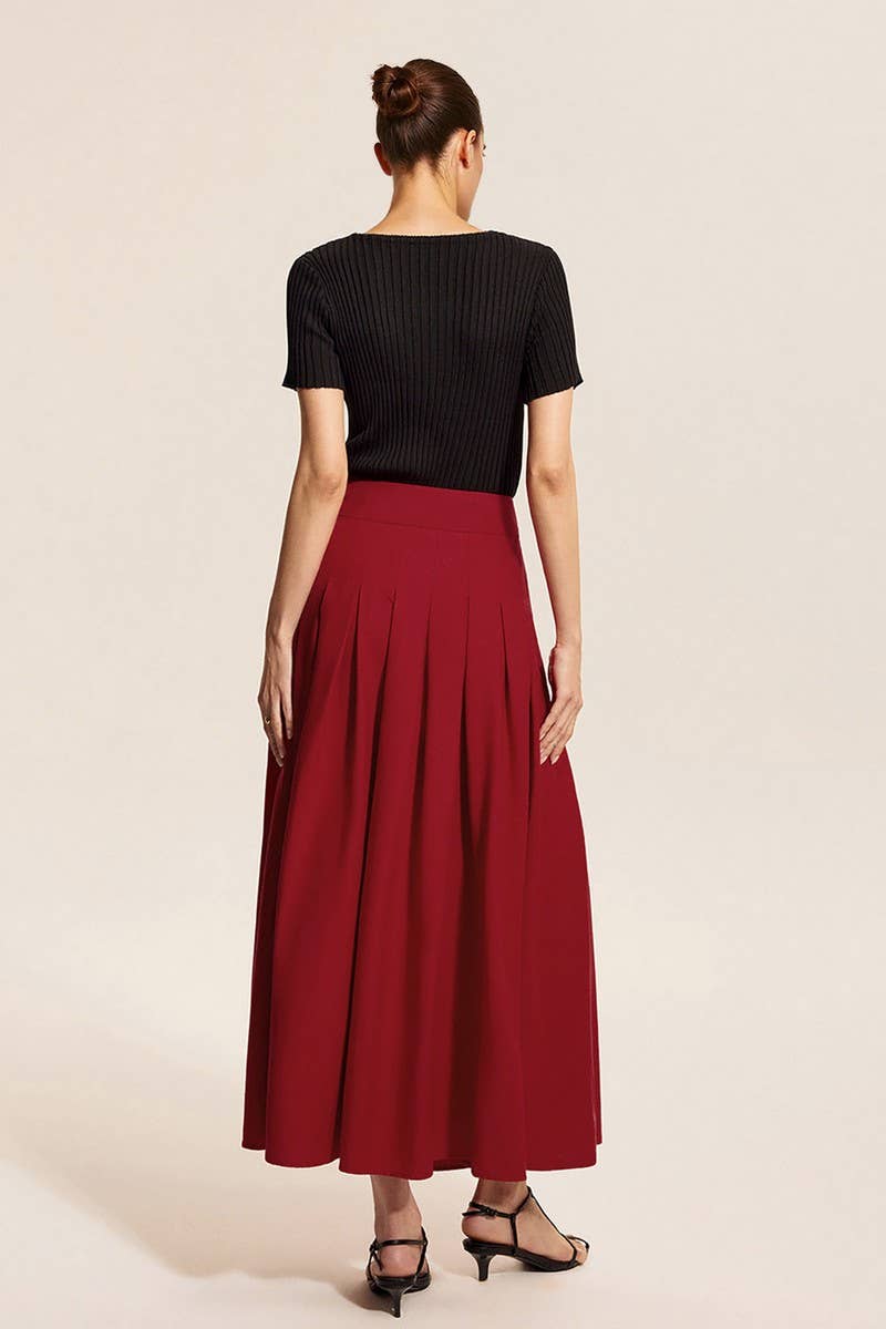 CWSTB2150_WAIST-CINCHED VEST & FLARE SLIT SKIRT SET