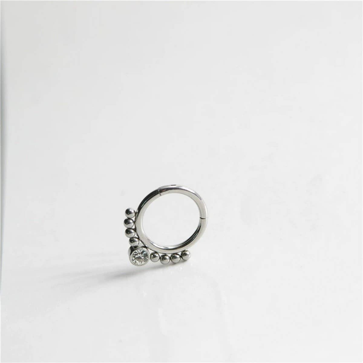 Geometric Titanium Nose Stud with Zircon