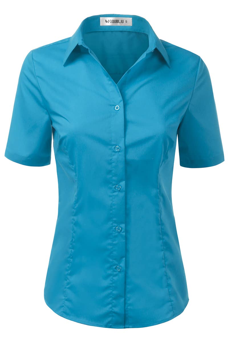 CWTSTS118-P_Slim Classic Short Sleeve Bttn Down Collar Shirt