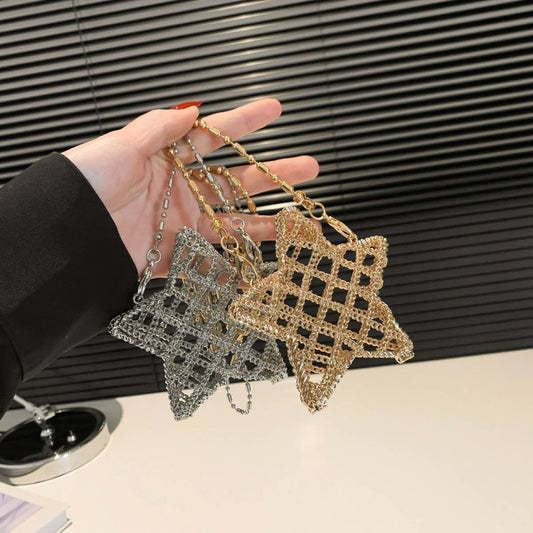 FIVE-POINTED STAR HOLLOW CHAIN SQUARE CLUTCH BAG_CWAB3260