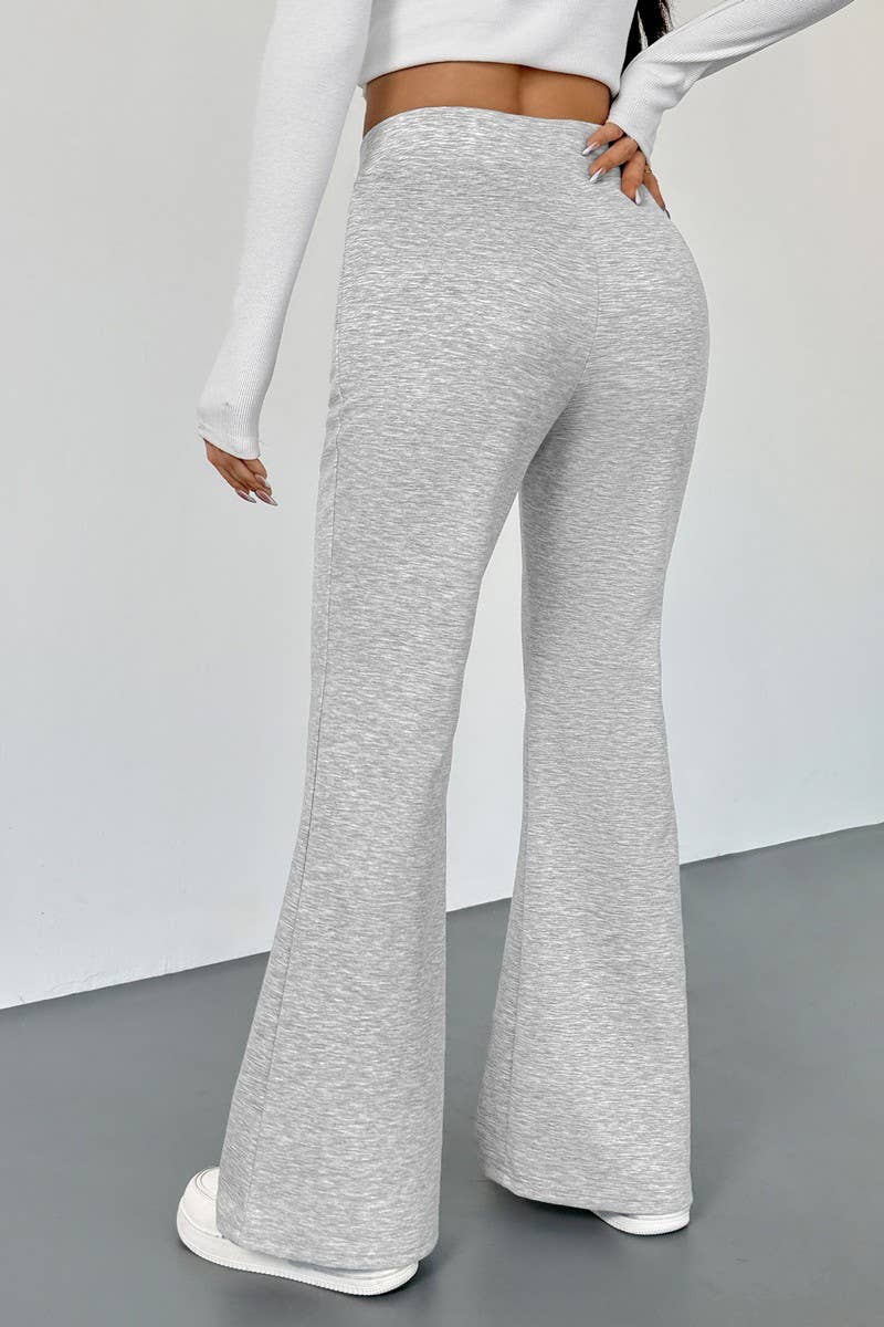 CWBLP2151_SOLID SLIM FIT FLARE CASUAL PANTS