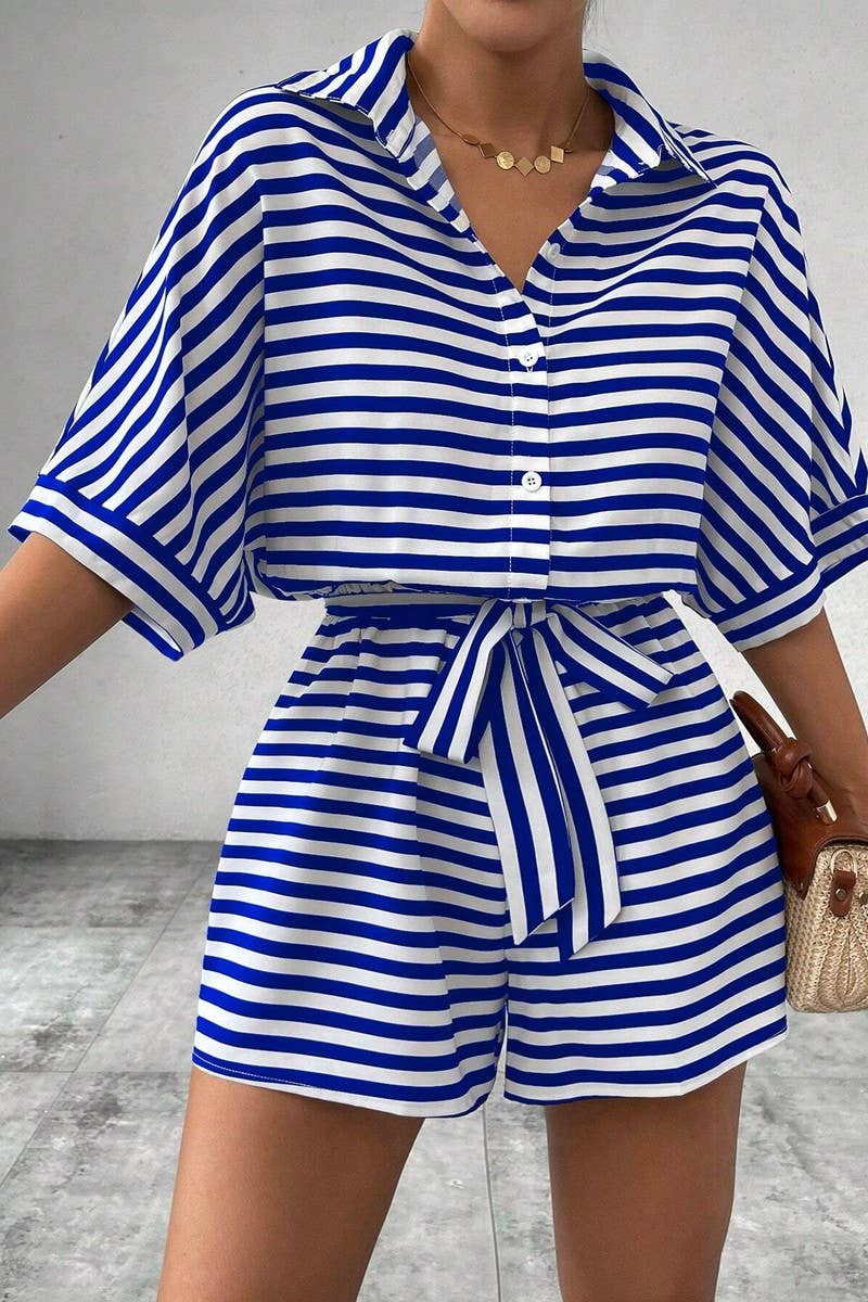 CWSBSS0053_SPRING AND SUMMER LAPEL MID SLEEVE BODYSUIT SET