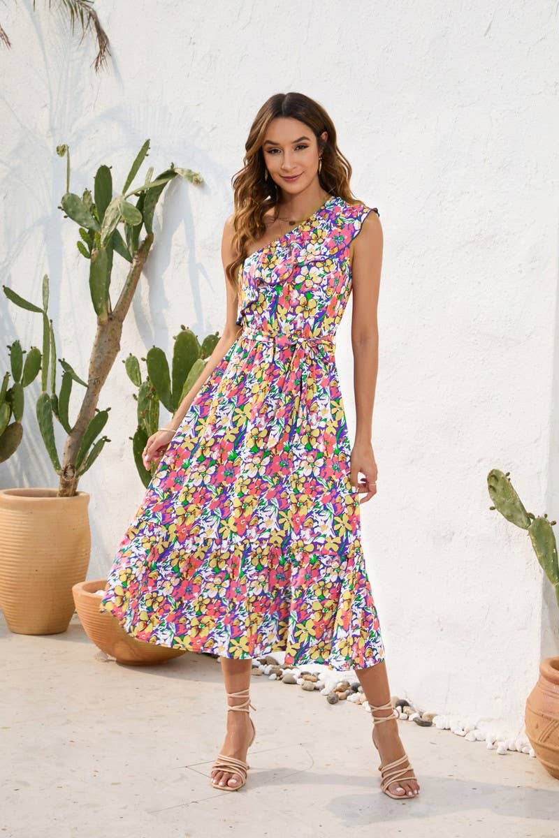 CWDMD2142_PRINTED DRESS WITH STRAPPY SHOULDERS