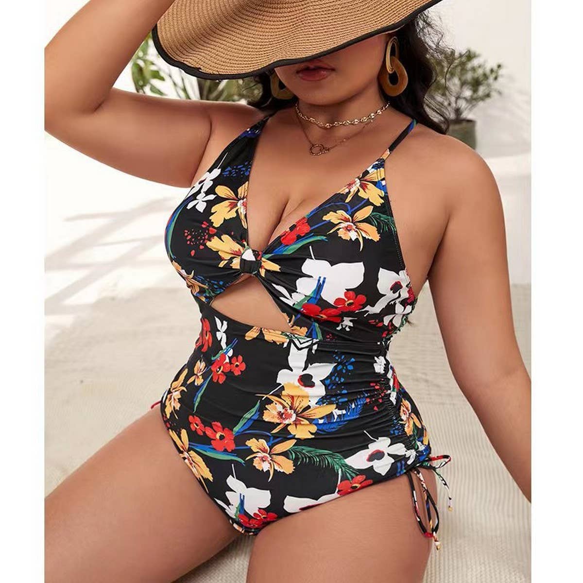 LARGE SIZE HOLLOW ONE-PIECE BIKINI SWIMSUIT