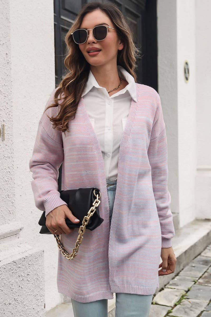 CWOCAL1261_OMBRE LONG KNIT CARDIGAN SWEATER