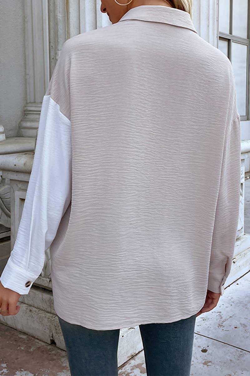 CWTDSL0121_ARLY SPRING CASUAL COLORBLOCK LONG SLEEVE SHIRT