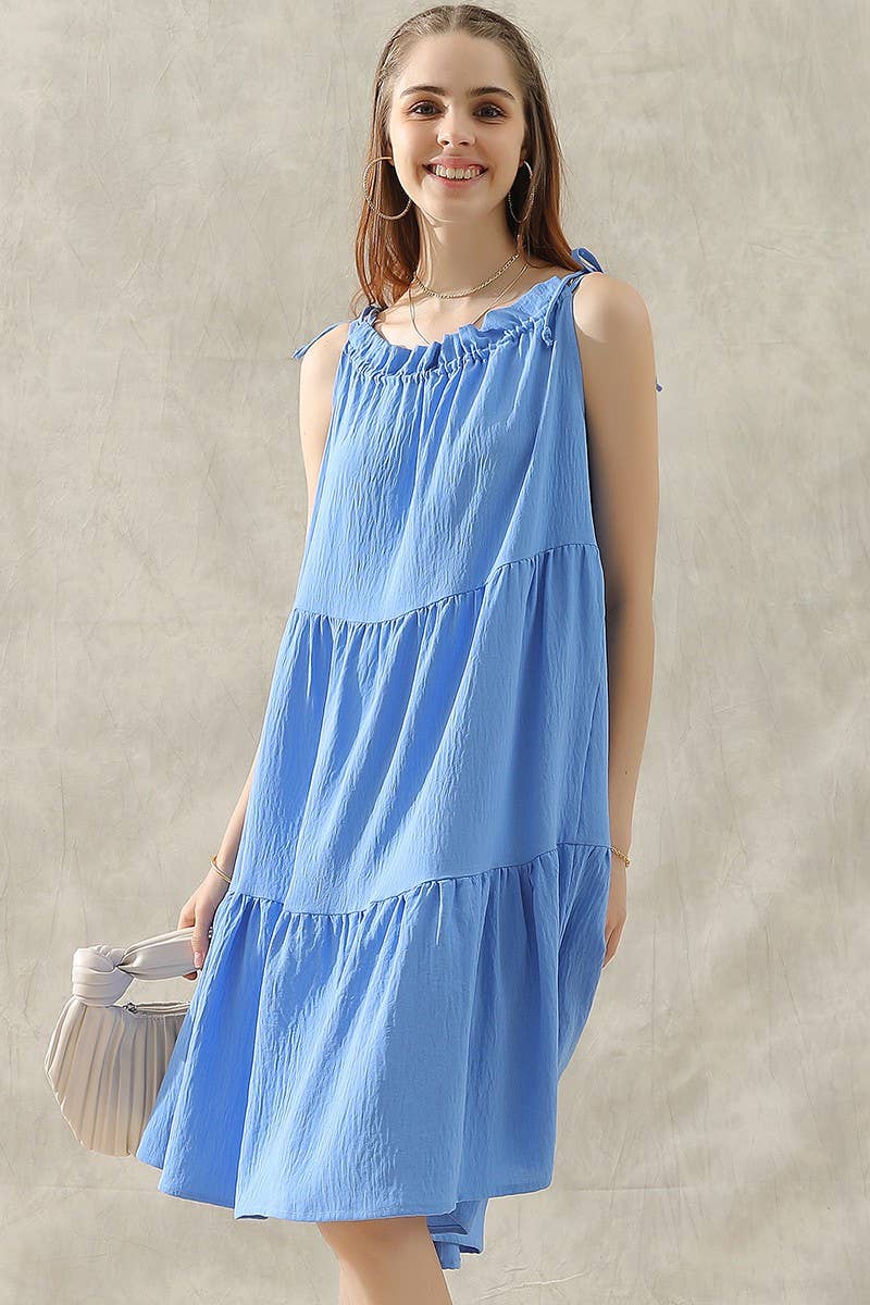 CWDSD10415_SHOULDER BOW TIE PRAIRIE DRESS