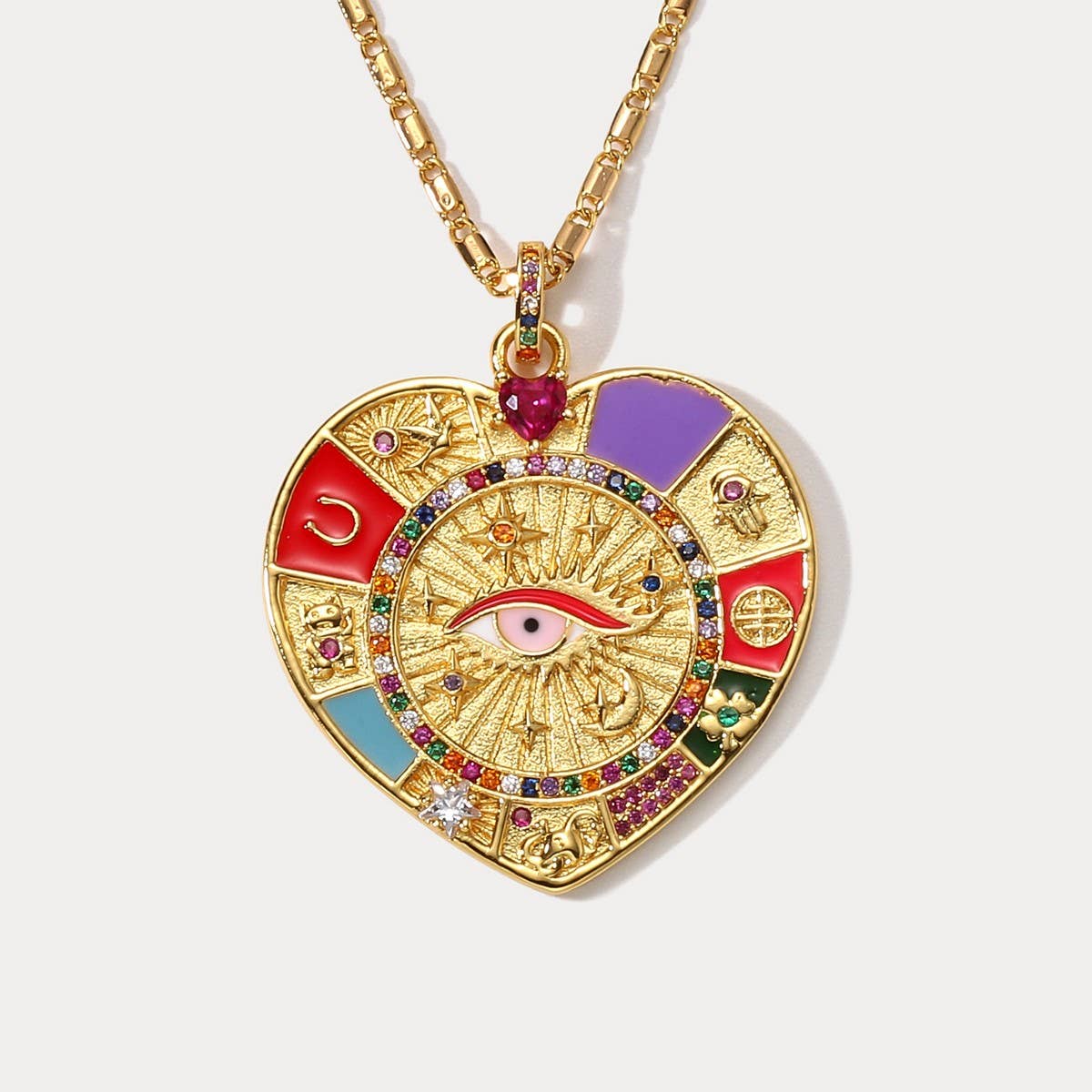 FASHIONABLE EVIL EYE NECKLACE SUNFLOWER TAG WOMEN