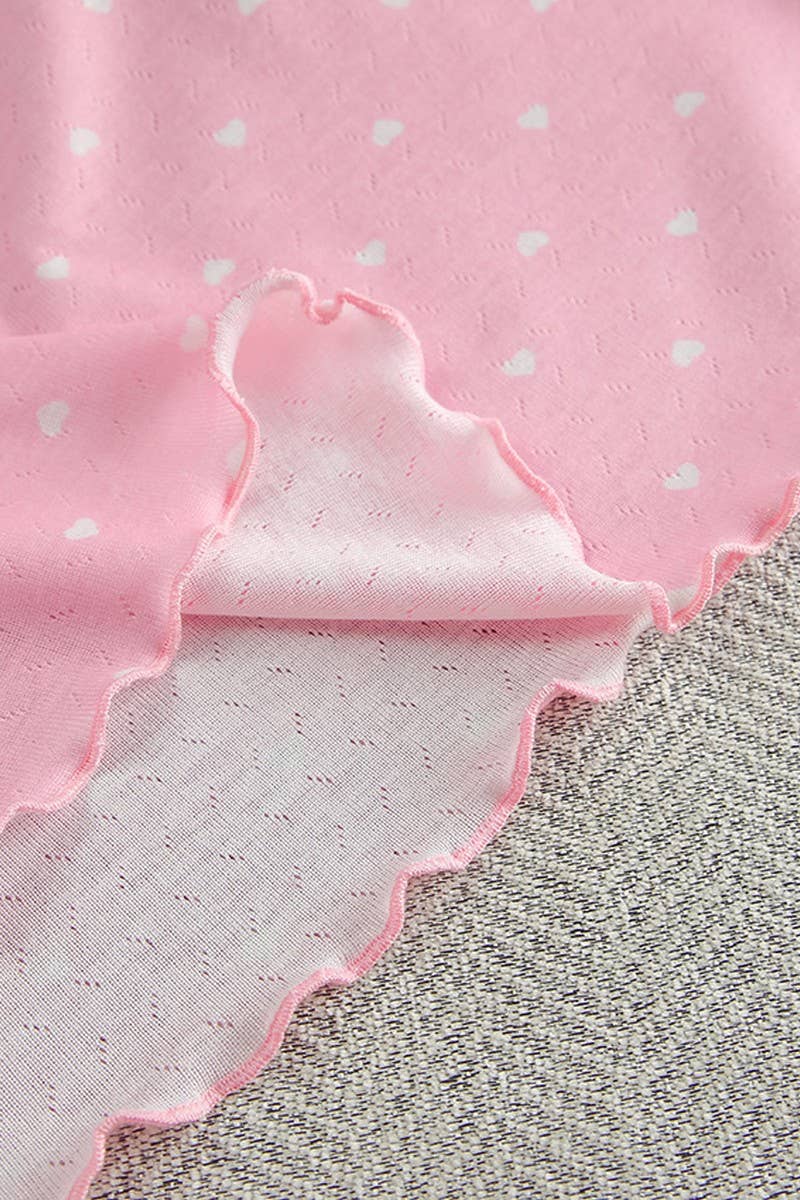 CWSPJ00527_HEART PRINT PAJAMA SET WOMEN SHORT SLEEVE LOUNGEW