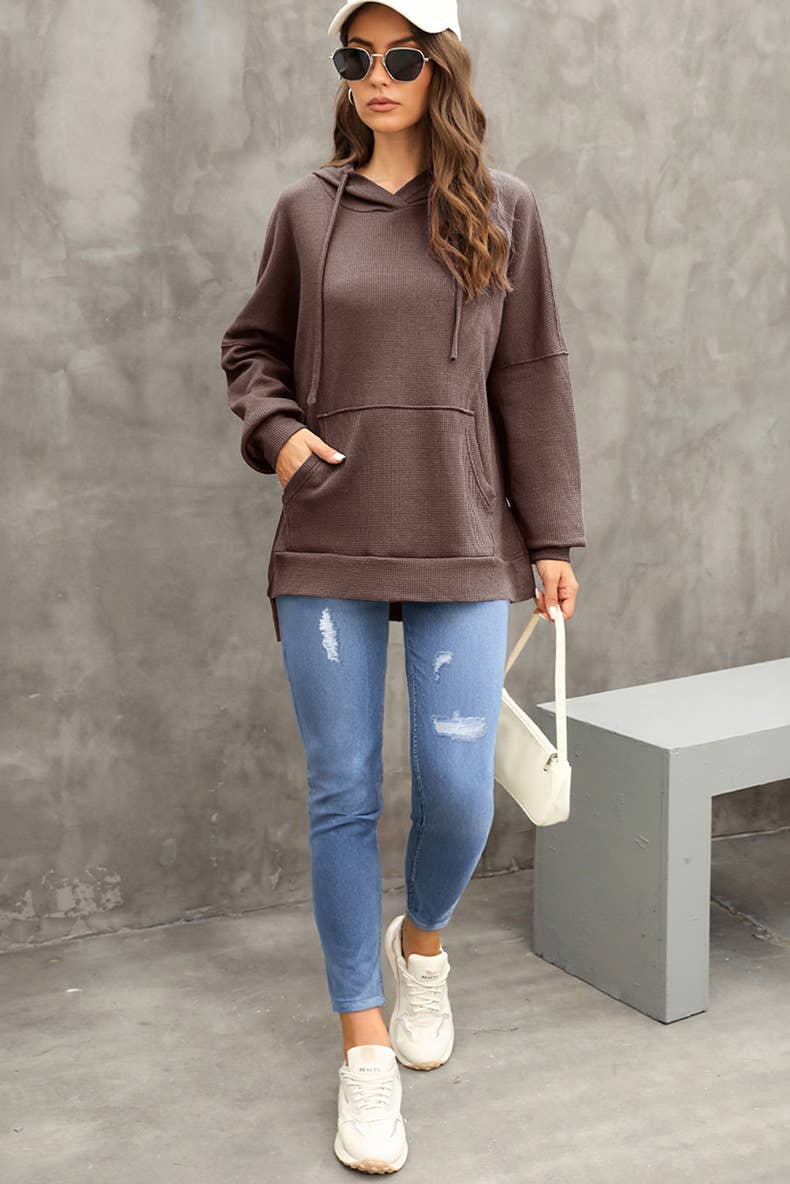 CASUAL TEXTURED HOODIE WITH LARGE POCKET HOODIE