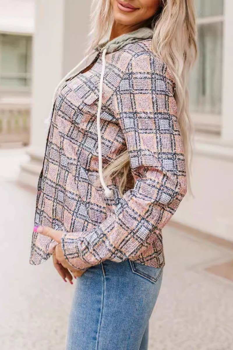 CWOHOL1044_HOODED DRAWSTRING LONG-SLEEVED SHIRT TOP