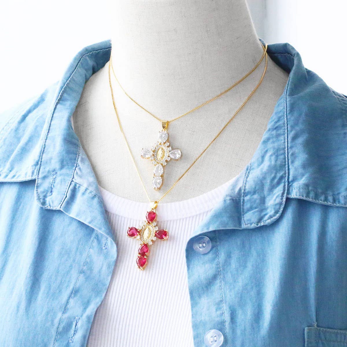 VIRGIN MARY CROSS NECKLACE