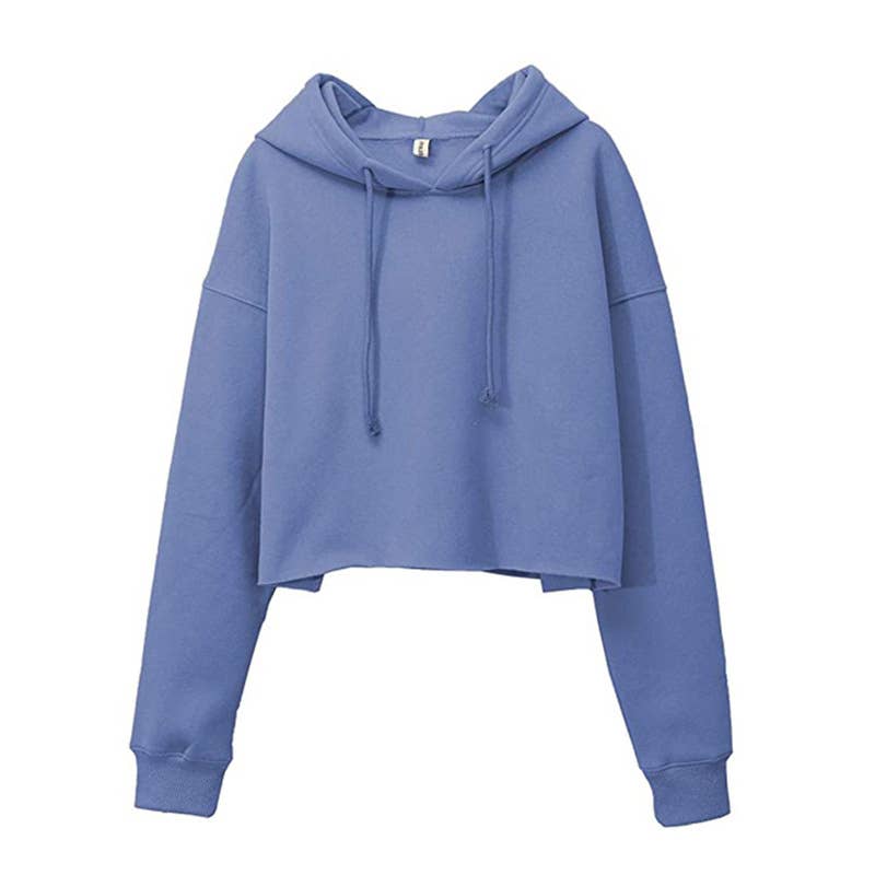 Fleece solid color sporty hooded sweatshirt