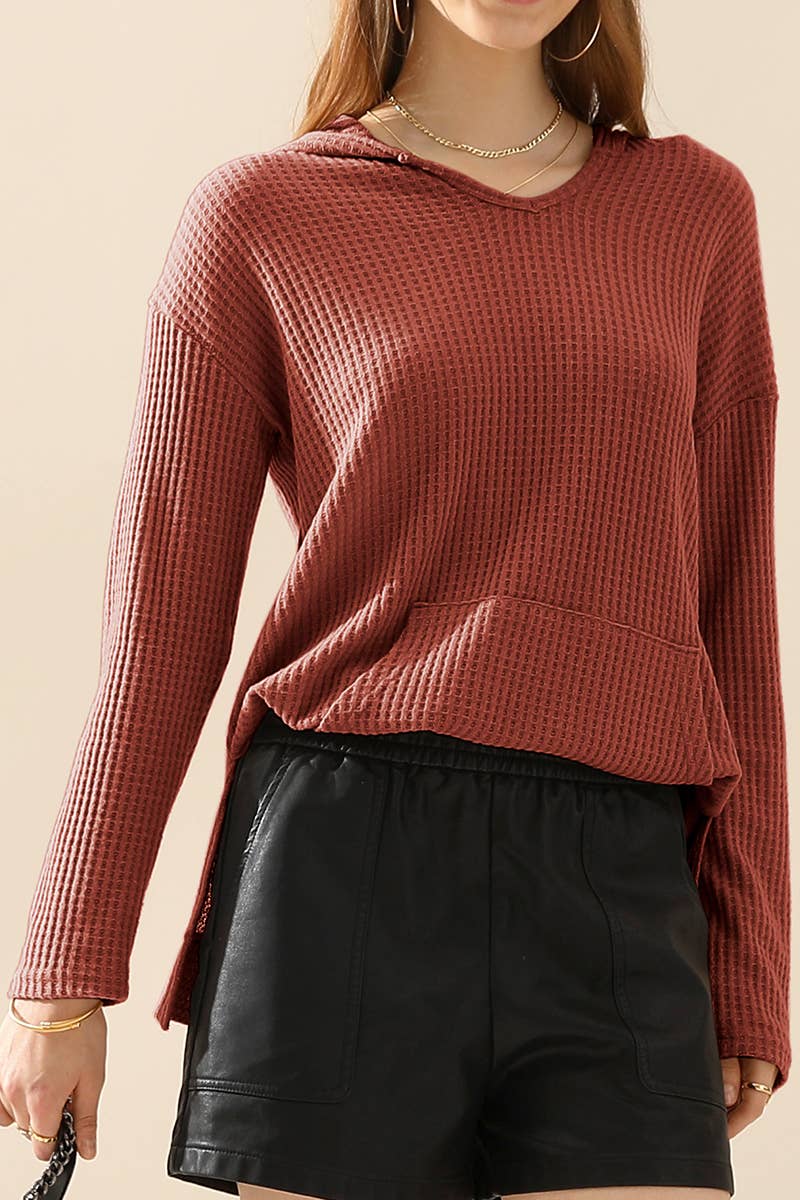 CWTTL1096_HOODIE AND POCKET PULLOVER V NECK SWEATER KNIT TO