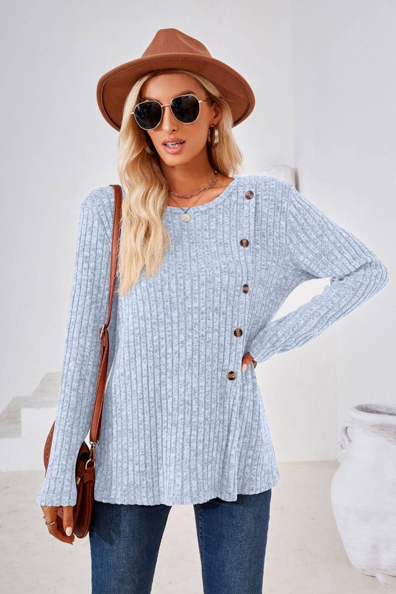 CWOSWL6443_WINTER CREW-NECK LONG-SLEEVED SLIT SWEATER