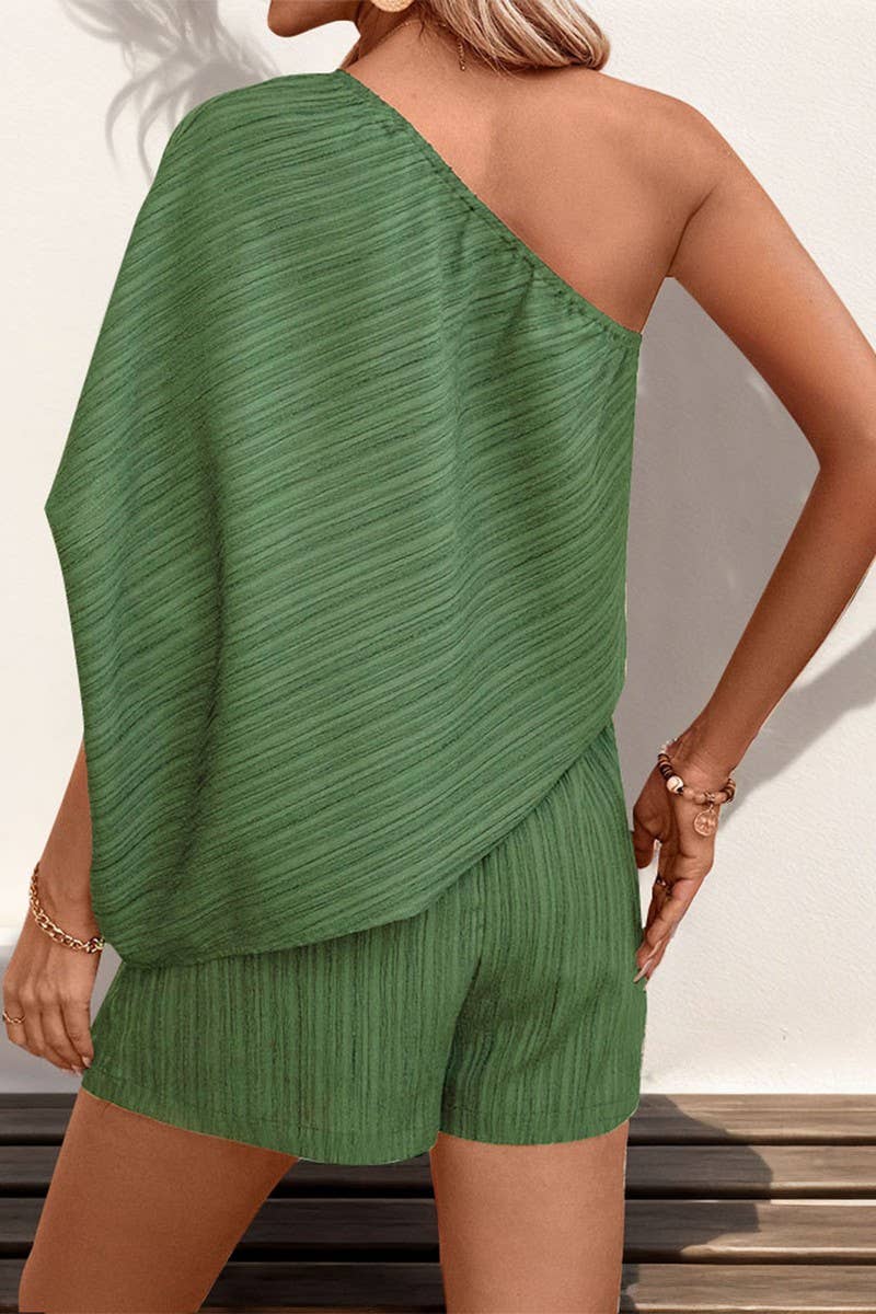 CWSJS0836_SOLID COLOR OFF-SHOULDER TEXTURED JUMPSUIT