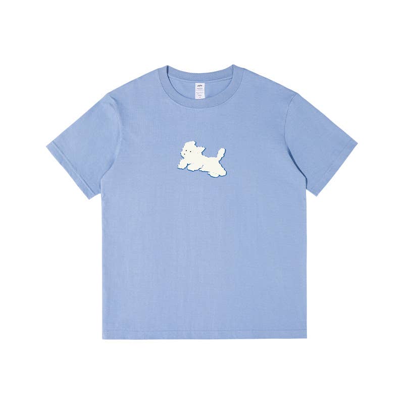 CWTTS0927_LITTLE WHITE DOG PRINT CREW NECK SHORT SLEEVE
