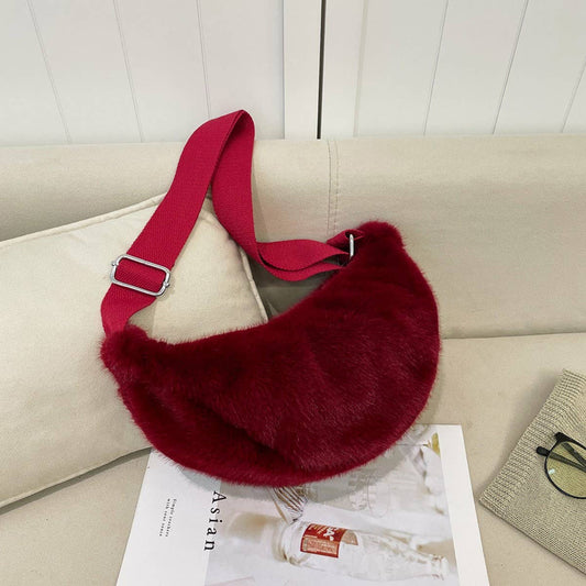 WINTER LIGHT CASUAL VERSATILE SHOULDER PLUSH BAG_CWAB3920