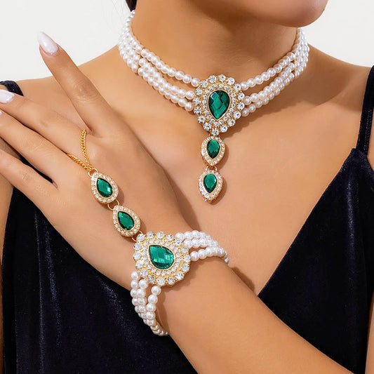 IMITATION PEARL RHINESTONE FASHION COLLAR JEWELRY
