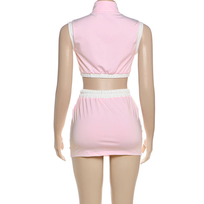 Crop top slimming and hip-hugging skirt suit