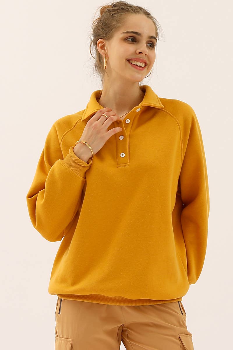 CWTTL1405_Collared Neck Casual Long Sleeve Top