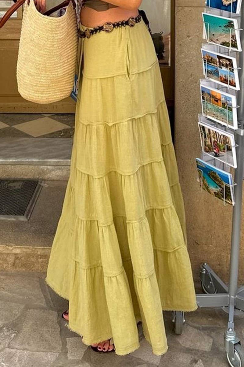 CWBLS0512_SUMMER HOLIDAY CASUAL STYLE A-LINE CAKE SKIRT