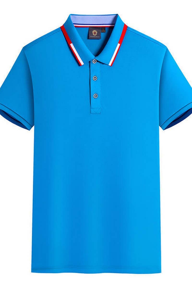 CWTBLS02422_SOLID COLOR COLLAR CONTRAST LAPEL POLO SHIRT