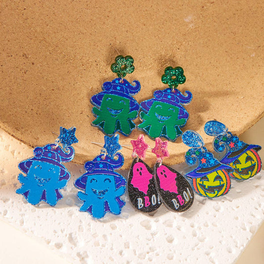 HALLOWEEN SKULL PRINT EARRINGS