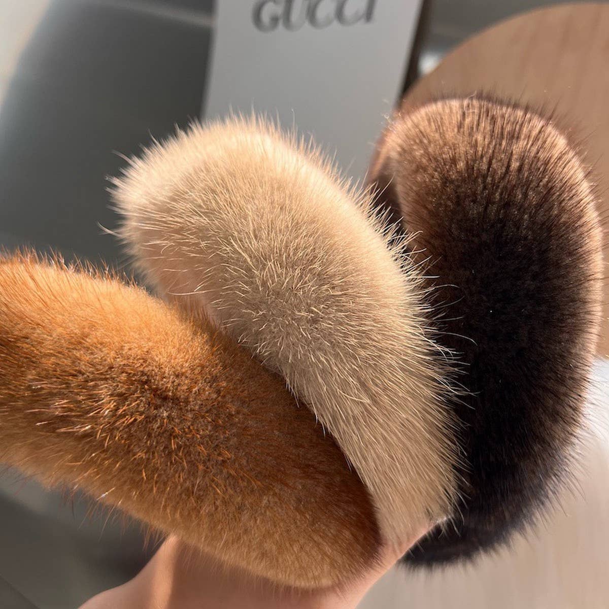 SOLID COLOR WINTER FUR HAIRBAND HEADBAND HEADDRESS_CWAHA3322