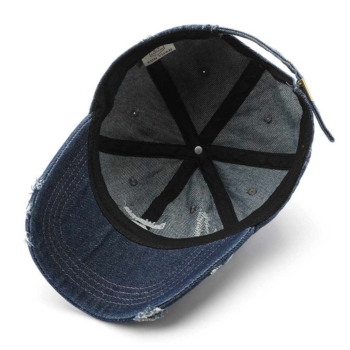 CWAH3204_VINTAGE DENIM EMBROIDERED VISOR BASEBALL CAP