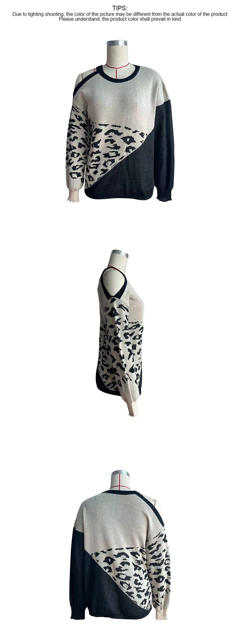 COLOR-MATCHING LONG-SLEEVED HOLLOWED OUT SWEATER