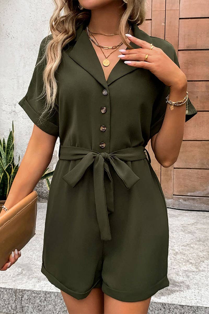 CWSR0091_CASUAL COLLARED SHORT SLEEVED ROMPER
