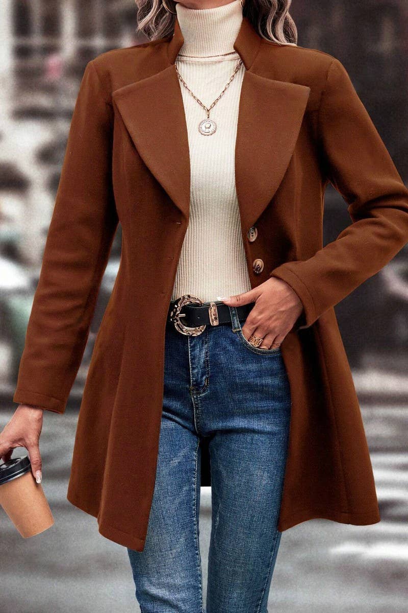 CWOCO00200_SOLID COLOR SLIM FIT LAPEL COAT