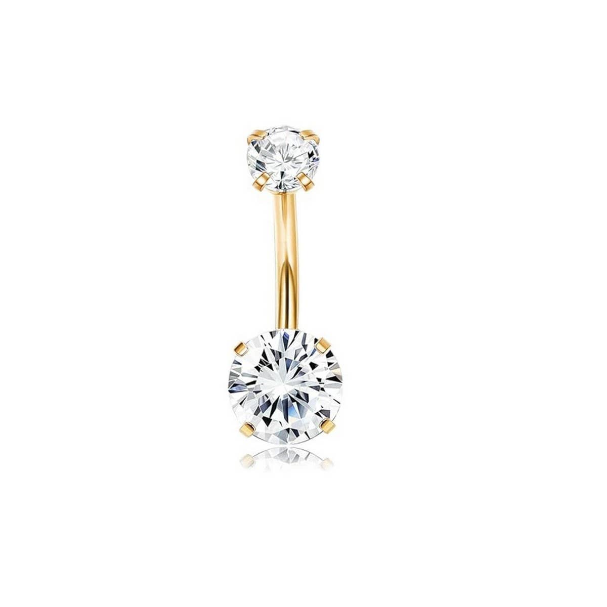 New Angel Wings CZ Belly Ring with Prong Setting