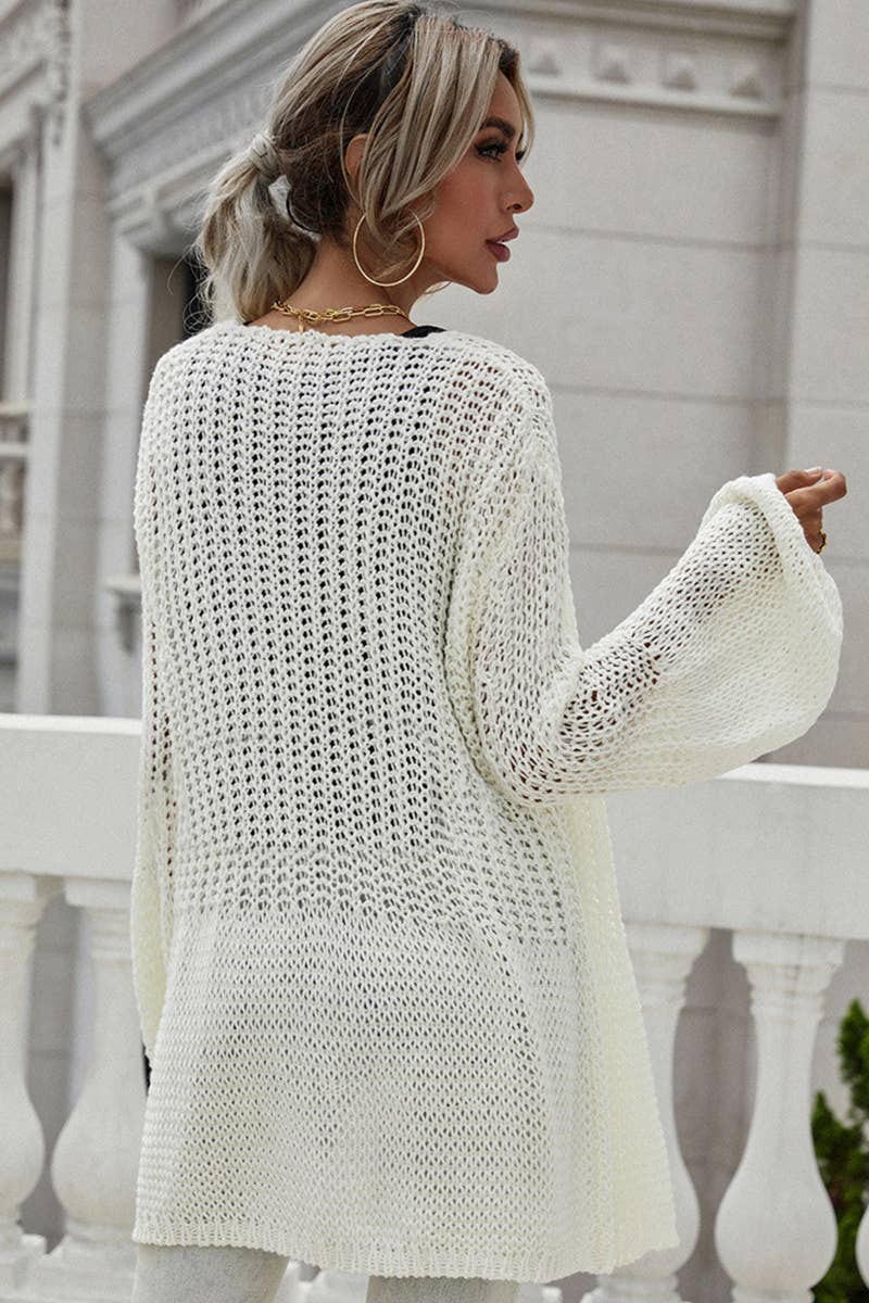 CWOCAL379 Casual Open Front Crochet Cardigan Sweater