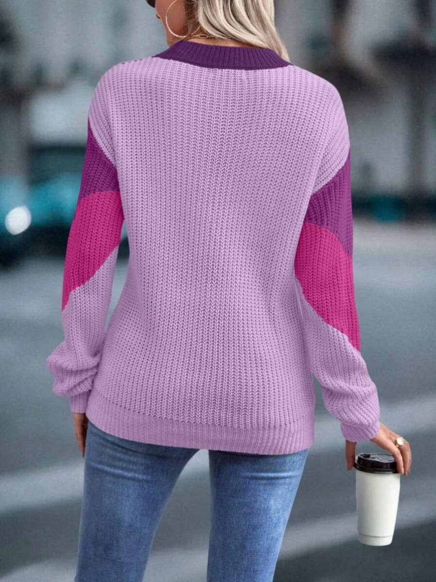 CREW-NECK PULLOVER STRIPED LOOSE CASUAL SWEATER
