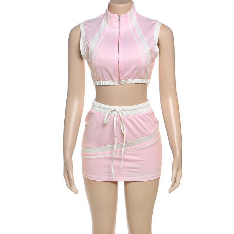 Crop top slimming and hip-hugging skirt suit