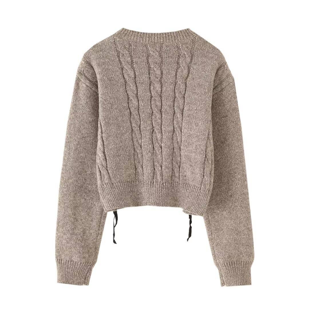 DESIGN SENSE TWIST COLOR CONTRAST STRAP SWEATER