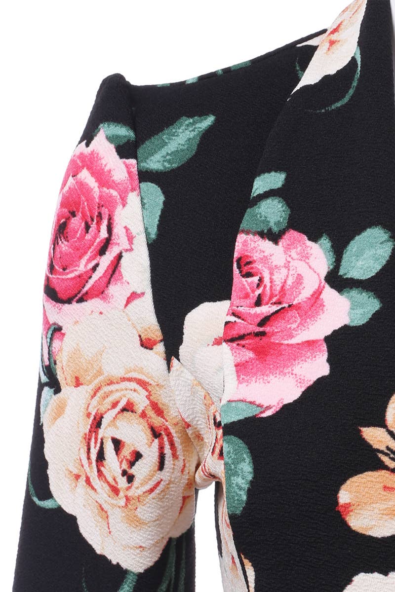 CWOBL089_Casual Work 3/4 Sleeve Open Front Blazer