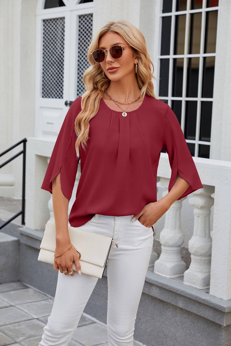 CWTTS0764_Round Neck Short Sleeved Top