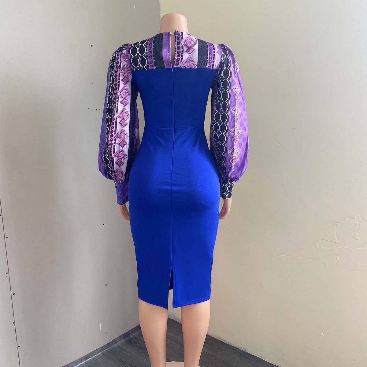 PRINTED BAT SLEEVE TEMPERAMENT HIGH WAIST DRESS_CWDMD3709