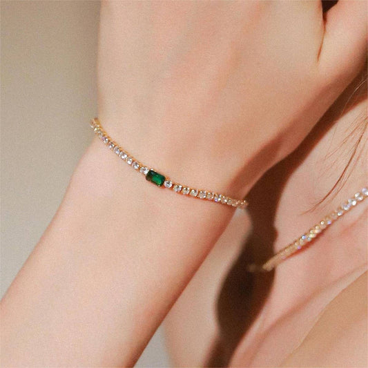Stainless Steel Emerald Zirconia Necklace_CWMM5557